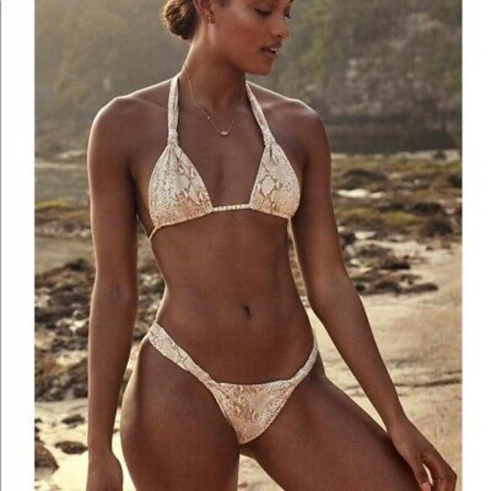NWT MONDAY SWIMWEAR V Large Snakeskin Print Bikini